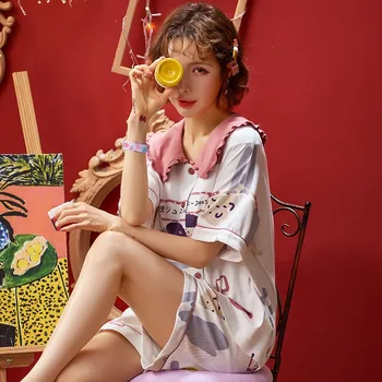 Cartoon Women Pajamas Suit Intimate Lingerie Novelty Home Clothing Sleep Set 2020 Summer New Cotton Nightwear Pyjamas Sleepwear
Cartoon Women Pajamas Suit Intimate Lingerie Novelty Home Clothing Sleep Set 2020 Summer New Cotton Nightwear Pyjamas Sleepwear