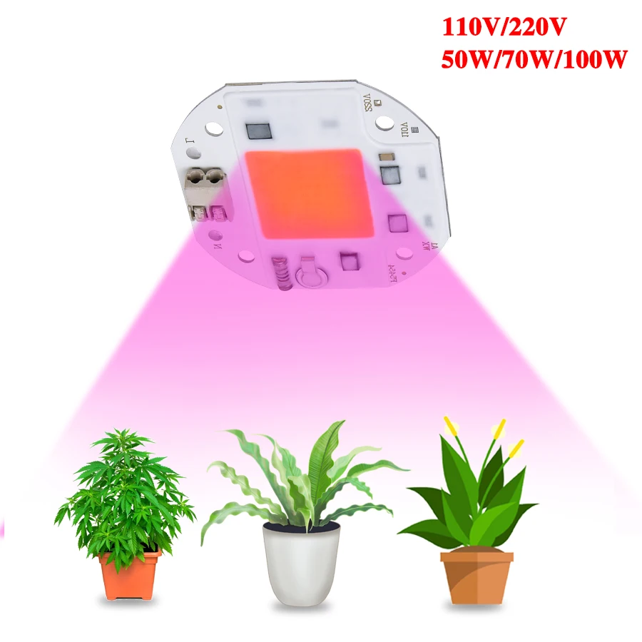 Светодиодный фитолампа полного спектра для выращивания растений 100 Вт 70 50