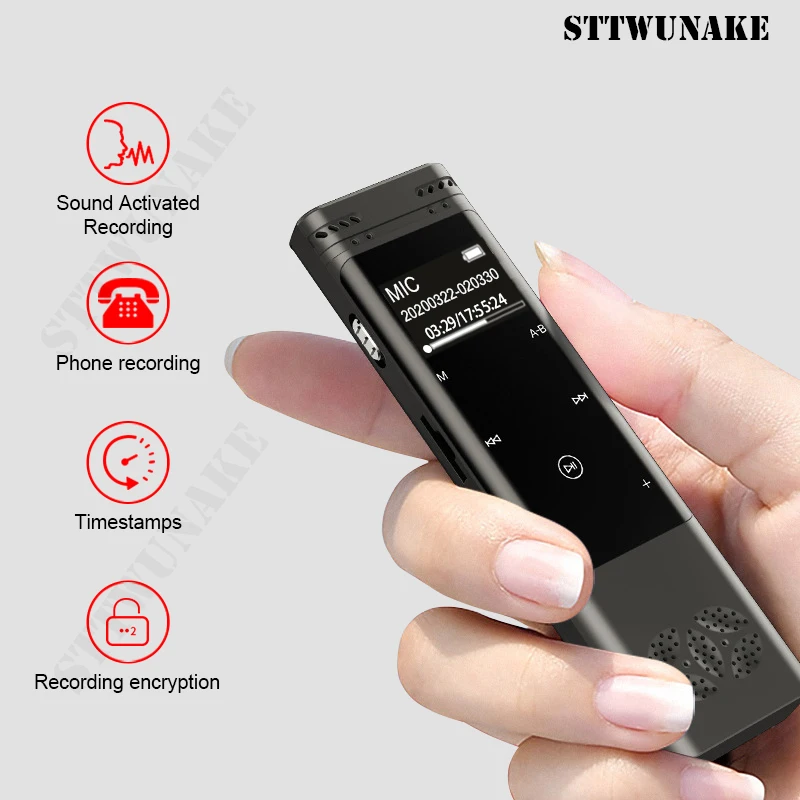 STTWUNAKE Dictaphone voice recorder mini audio mp3 player professional digital recording HD record activated OTG connection
STTWUNAKE Dictaphone voice recorder mini audio mp3 player professional digital recording HD record activated OTG connection
