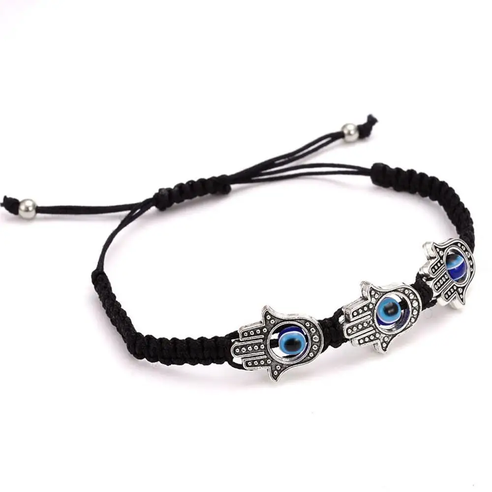 

Turkish Lucky Blue Hamsa Fatima Hand Kabbalah Bracelets Blue Eye Amulet Jewelry