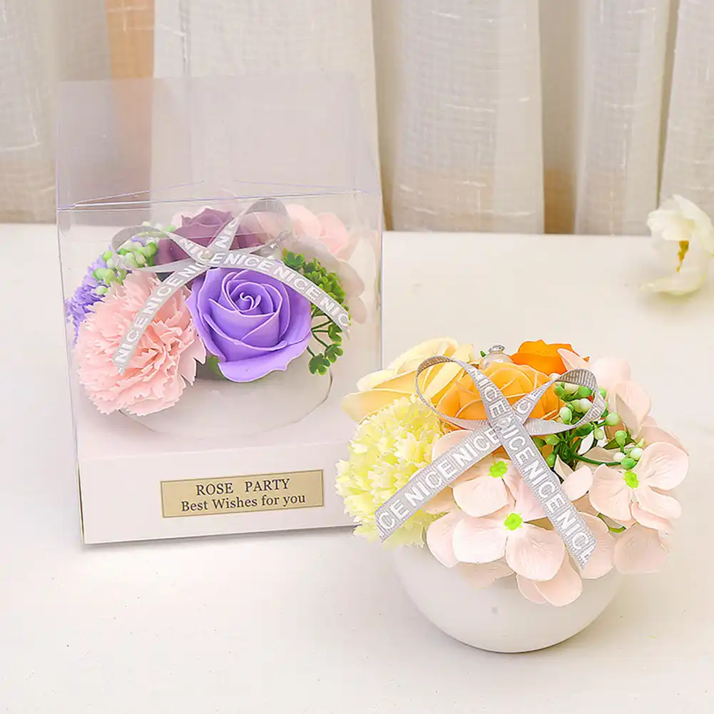 romantic valentines day gift box ceramics soap rose flower pot