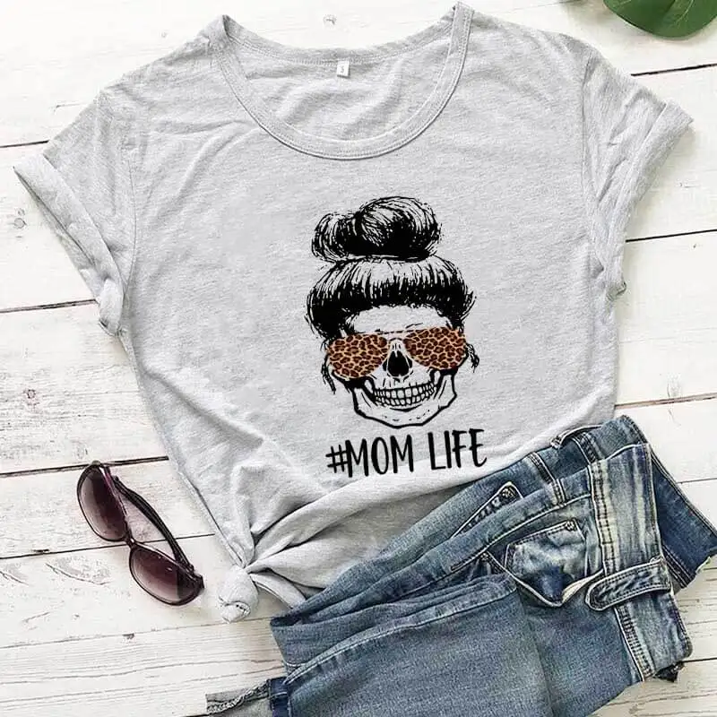 

Mom Life Leopard Colored Print T Shirt New Arrival 100%Cotton Casual Funny T Shirt Mom Gift Shirts Mother's Day Gift