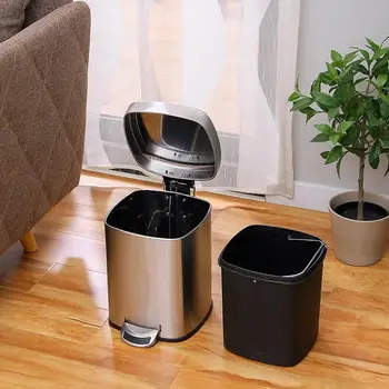 Home Zone Stainless Steel Kitchen Trash Can With Step Pedal Cleaning Storage Bin With Removable Trash Bin Liner
Home Zone Stainless Steel Kitchen Trash Can With Step Pedal Cleaning Storage Bin With Removable Trash Bin Liner
