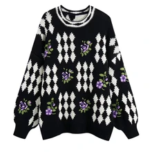 Women Flower Embroidery Jacquard Knitted Sweater Female Long Sleeve Pullover Casual Lady Loose Tops SW1552
Women Flower Embroidery Jacquard Knitted Sweater Female Long Sleeve Pullover Casual Lady Loose Tops SW1552