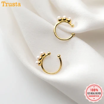 

Trustdavis 100% 925 Sterling Silver Shining Ear Cuff Clip on Earrings For Women Girl Without Piercing Earings Jewelry DT23