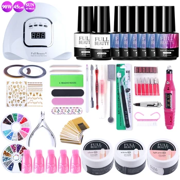 Manicure Set With UV Lamp 10/5 Colors Extension Poly Gel Acrylic Nail Kit Professional Machine All For Manicure Tools Set NL1581
Manicure Set With UV Lamp 10/5 Colors Extension Poly Gel Acrylic Nail Kit Professional Machine All For Manicure Tools Set NL1581