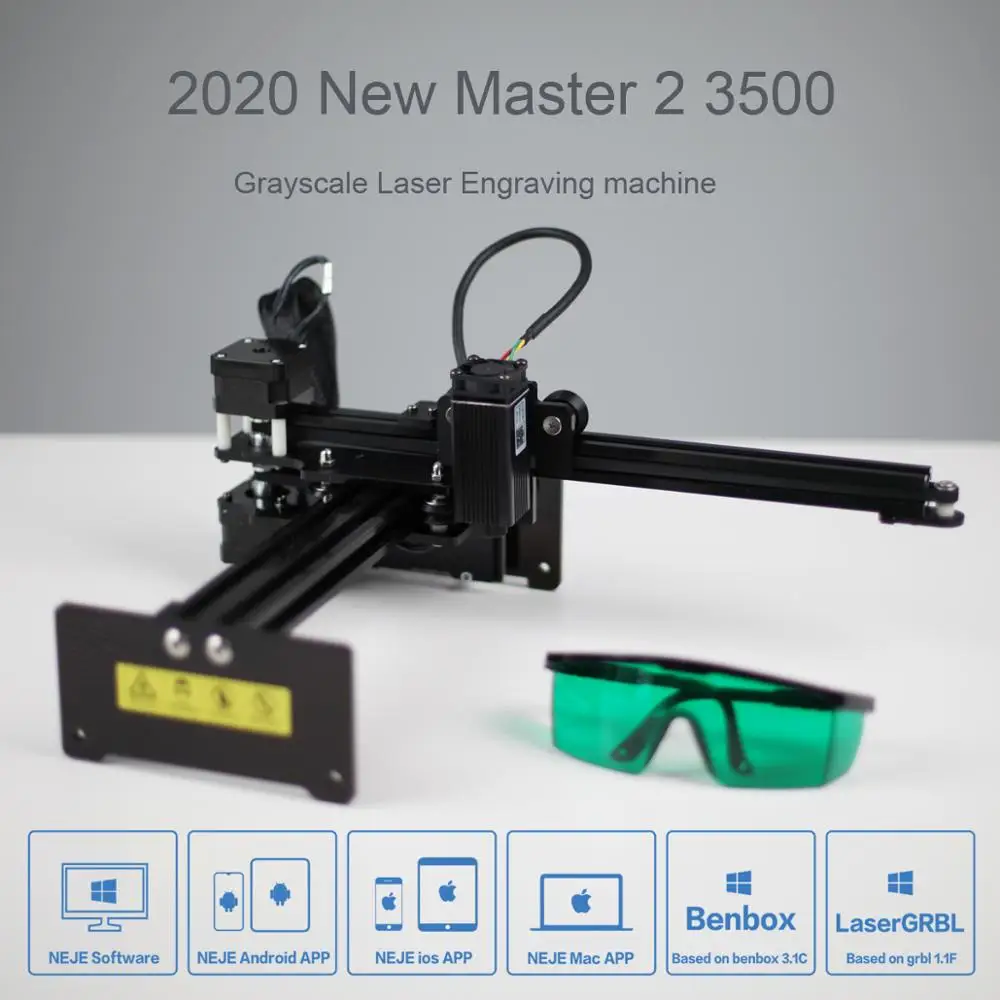 Laser Engraving Machine Upgrade Version with Wireless APP Control - Benbox - GRBL1.1f - LaserGRBL- MEMS Protection
Laser Engraving Machine Upgrade Version with Wireless APP Control - Benbox - GRBL1.1f - LaserGRBL- MEMS Protection