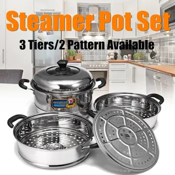 3 Tier Multi-function Steamer Stainless Steel Steam Pot Cookware Home Kitchen Cooking Steamers Boiler Tools Induction Cooker
3 Tier Multi-function Steamer Stainless Steel Steam Pot Cookware Home Kitchen Cooking Steamers Boiler Tools Induction Cooker