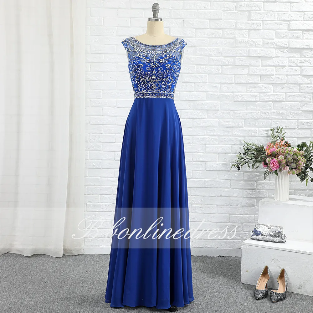 Elegant Royal Blue Prom Dress Long Chiffon A-Line Crew Neck Crystal Hand Beaded Evening Formal Gowns Party Wear vestido de festa
Elegant Royal Blue Prom Dress Long Chiffon A-Line Crew Neck Crystal Hand Beaded Evening Formal Gowns Party Wear vestido de festa