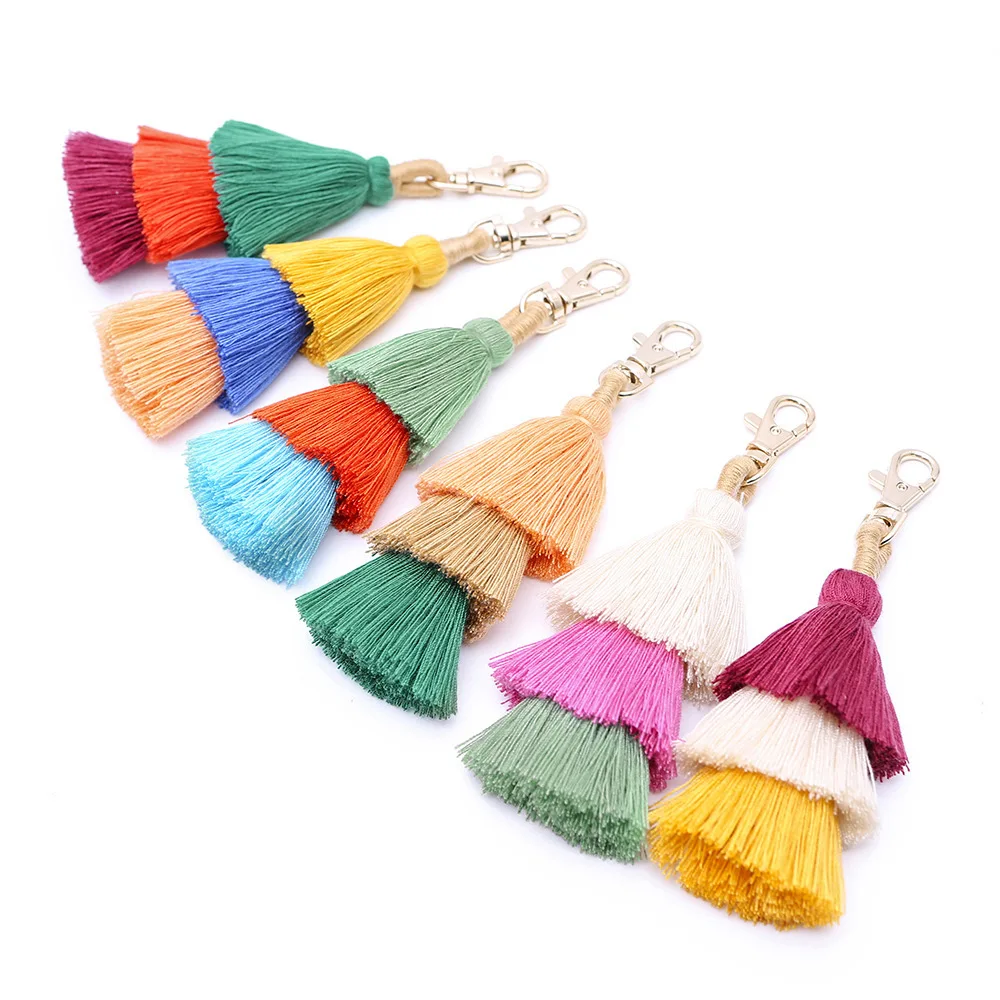 

1PCS Bohemia Tassel Fringe Key Chain DIY Jewelry Garments Decorative Crafts Accessories Handbag Pendant Cotton Tassels Trim Gift