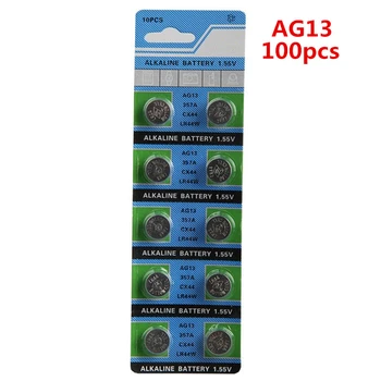 100PCS/lot AG13 LR44 357 Button Batteries R44 A76 SR1154 LR1154 Cell Coin Alkaline Battery 1.55V G13 For Watch Toys Remote 
100PCS/lot AG13 LR44 357 Button Batteries R44 A76 SR1154 LR1154 Cell Coin Alkaline Battery 1.55V G13 For Watch Toys Remote
