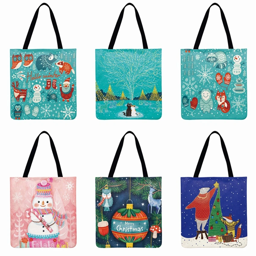 Merry Christmas Gifts For Children Cartoon Printing Tote Bag Linen Febric Casual Tote Lady Shoulder Bag Reusabl Beach Bags Women
Merry Christmas Gifts For Children Cartoon Printing Tote Bag Linen Febric Casual Tote Lady Shoulder Bag Reusabl Beach Bags Women