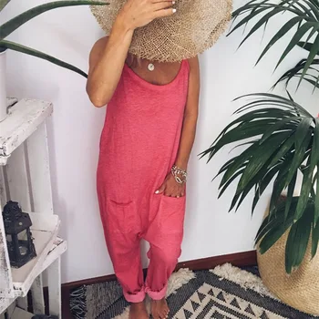 Sexy Sling Halter Pocket Loose Women's Jumpsuit 2020 Summer Solid Color Casual Trousers Harem Jumpsuit Ropa Deportiva Mujer
Sexy Sling Halter Pocket Loose Women's Jumpsuit 2020 Summer Solid Color Casual Trousers Harem Jumpsuit Ropa Deportiva Mujer