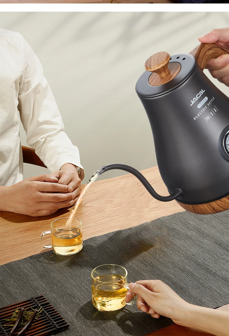 1.0L Electric Kettle Retro Gooseneck Coffee Pot Slender Mouth Tea Pot Stainless Steel Liner Kettle With temperature display 220V 1.0L Electric Kettle Retro Gooseneck Coffee Pot Slender Mouth Tea Pot Stainless Steel Liner Kettle With temperature display 220V