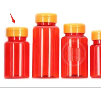 

50pcs 100ml Translucent Red Color PET Medicine Bottles With orange Flip Bottles,Capsules/Pills/Powder/Vitamin Plastic Bottles