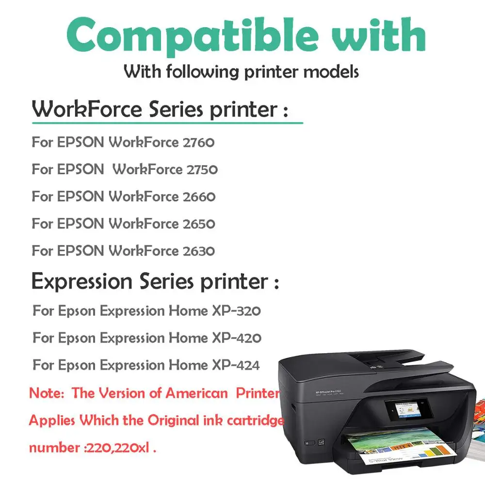10 упаковок совместимый Epson 220 T220 XL чернильные картриджи для Expression XP 320 420 424 WF 2630 2650