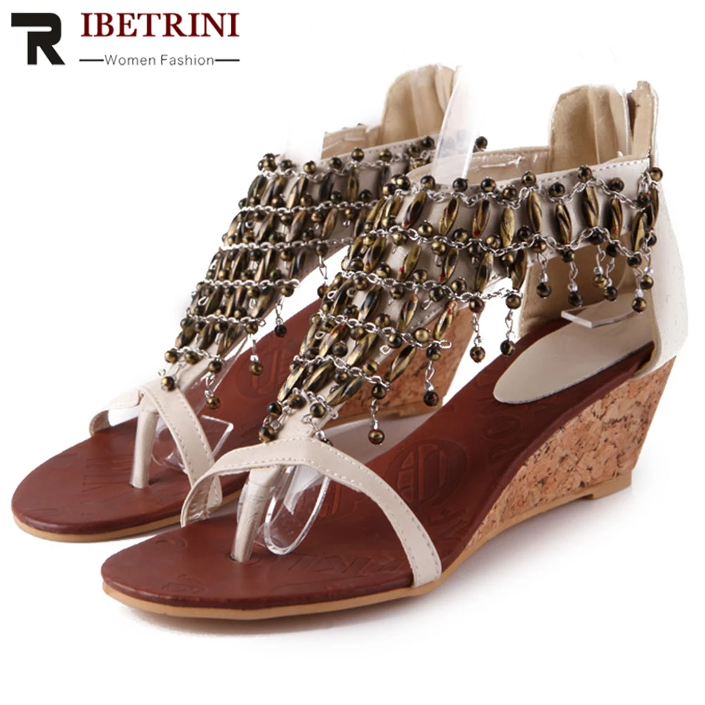 RIBETRINI Fashion Ethnic Female Casual Holiday Zipper Shoes Woman Sandals Women Summer String Bead Wedge Sandals 
RIBETRINI Fashion Ethnic Female Casual Holiday Zipper Shoes Woman Sandals Women Summer String Bead Wedge Sandals