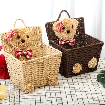 Cartoon Bear Basket Organizer Hanging Rope Basket Rattan Desktop Remote Sundries Storage Key Box Flower Basket Home Decoration 
Cartoon Bear Basket Organizer Hanging Rope Basket Rattan Desktop Remote Sundries Storage Key Box Flower Basket Home Decoration