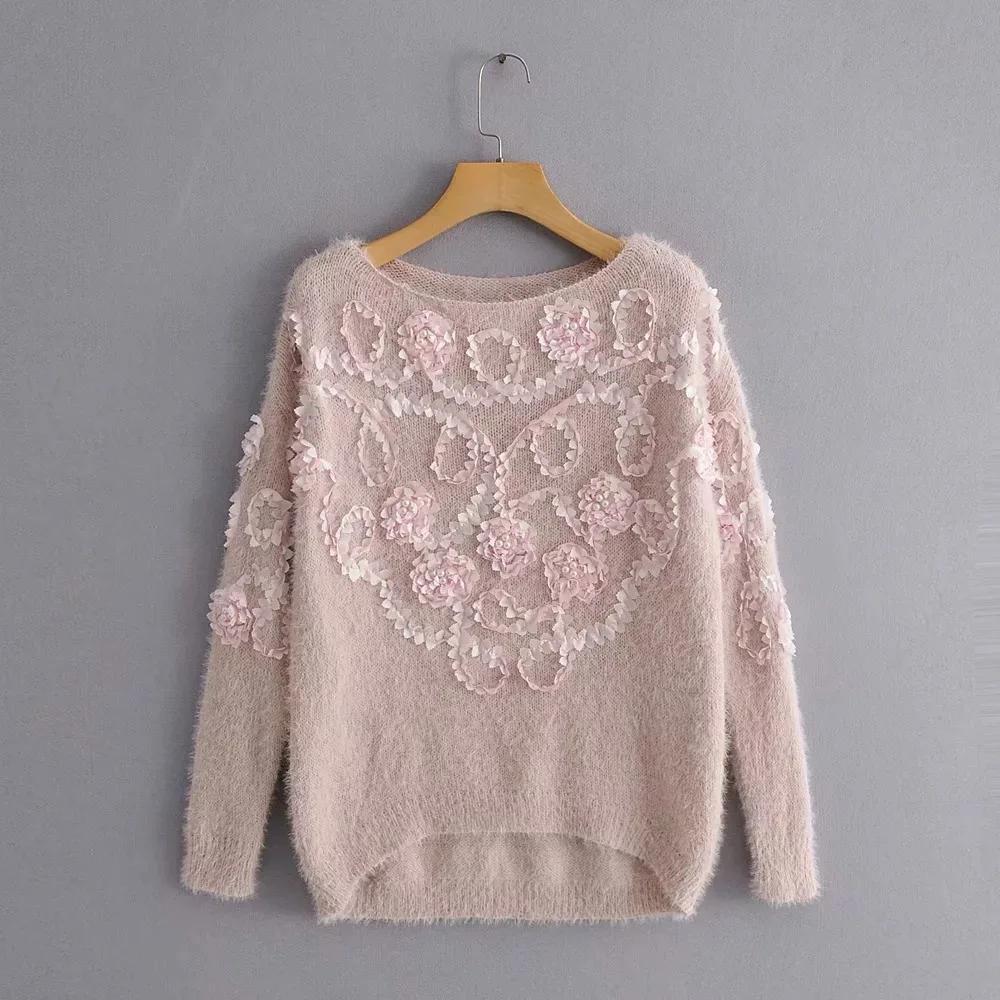 LTD1199200 New 2019 Beading Knitting Appliques 3D Flowers Faux Mink Cashmere Loose Pullover Sweater Women Top Vestidos
LTD1199200 New 2019 Beading Knitting Appliques 3D Flowers Faux Mink Cashmere Loose Pullover Sweater Women Top Vestidos