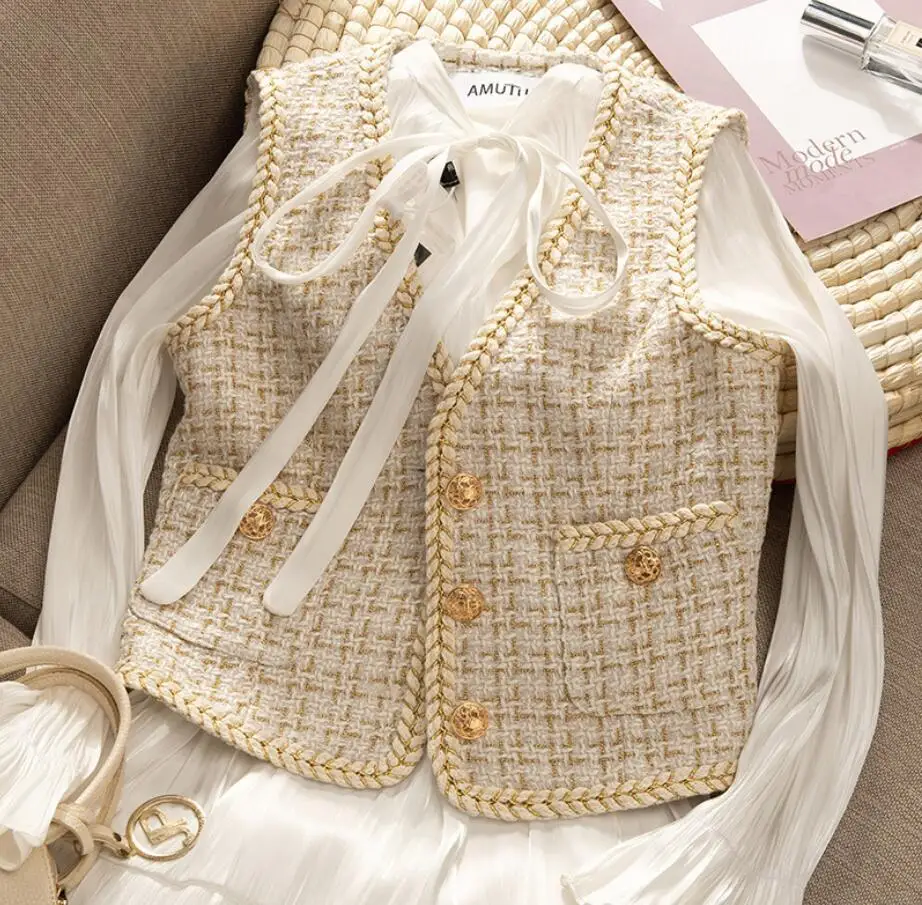 2019 Autumn Women Jackets Sleeveless 2019 Fall Short Vests Coats Lady Classic Retro Tweed Jacket Short design r1931
2019 Autumn Women Jackets Sleeveless 2019 Fall Short Vests Coats Lady Classic Retro Tweed Jacket Short design r1931