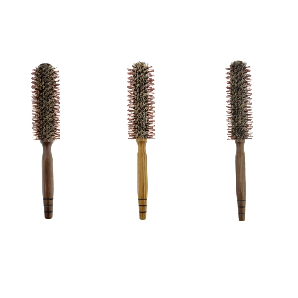 Wooden Round Hairbrush Salon Styling Dressing Curly Boar Bristle Brush Comb Wooden Round Hairbrush Salon Styling Dressing Curly Boar Bristle Brush Comb