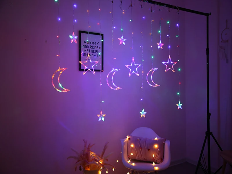 Moon and Star Shaped LED Lamp String with Remote Control Moon and Star Shaped LED Lamp String with Remote Control