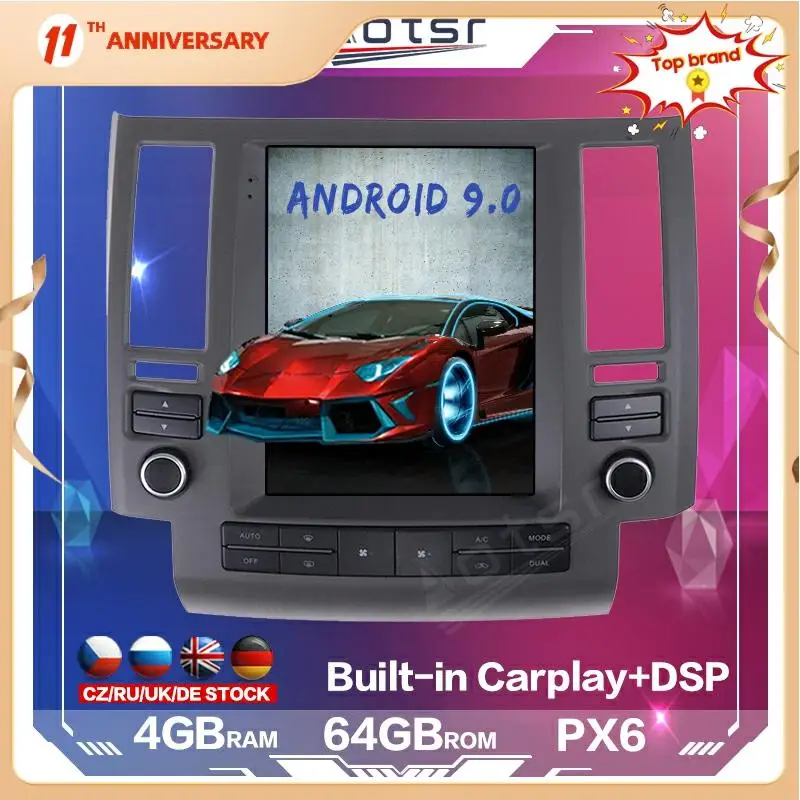 For Infiniti FX FX35 FX45 2003 - 2009 Vertical Tesla PX6 Android 9.0 Car Radio Player Car GPS Navigation Multimedia Carplay DSP
For Infiniti FX FX35 FX45 2003 - 2009 Vertical Tesla PX6 Android 9.0 Car Radio Player Car GPS Navigation Multimedia Carplay DSP