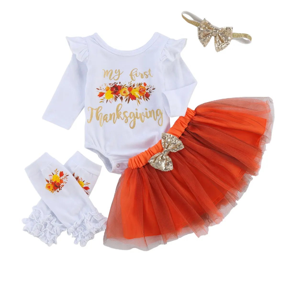 2020 New Thanksgiving 0-18M Newborn Baby Girl 5Pcs Set Ruffled Floral Letter Print Long Sleeve Bodysuit+Skirt+Leg Warmers+Bow
2020 New Thanksgiving 0-18M Newborn Baby Girl 5Pcs Set Ruffled Floral Letter Print Long Sleeve Bodysuit+Skirt+Leg Warmers+Bow