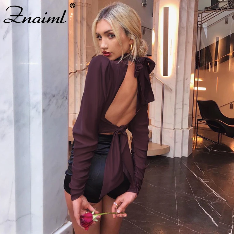 Znaiml Vintage Short Backless Women's Blouse Halter Collar Puff Long Sleeve Tunic Shirts Female Fashion Party Club Clothing Tide
Znaiml Vintage Short Backless Women's Blouse Halter Collar Puff Long Sleeve Tunic Shirts Female Fashion Party Club Clothing Tide