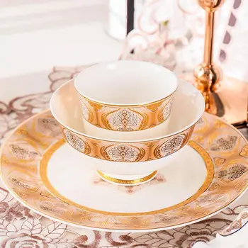 6Pcs/Set Gold Color Pattern Ceramic Large Bowl Small Bowl Cup Plate Spoon Holder Tableware Set
6Pcs/Set Gold Color Pattern Ceramic Large Bowl Small Bowl Cup Plate Spoon Holder Tableware Set