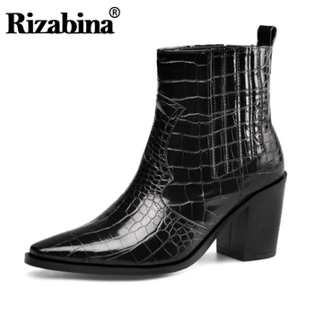 RIZABINA Real Leather Ankle Chunky Heel Boots For Women Square Toe Footwear Winter Snakeskin Pattern Boots Size 33-43
RIZABINA Real Leather Ankle Chunky Heel Boots For Women Square Toe Footwear Winter Snakeskin Pattern Boots Size 33-43