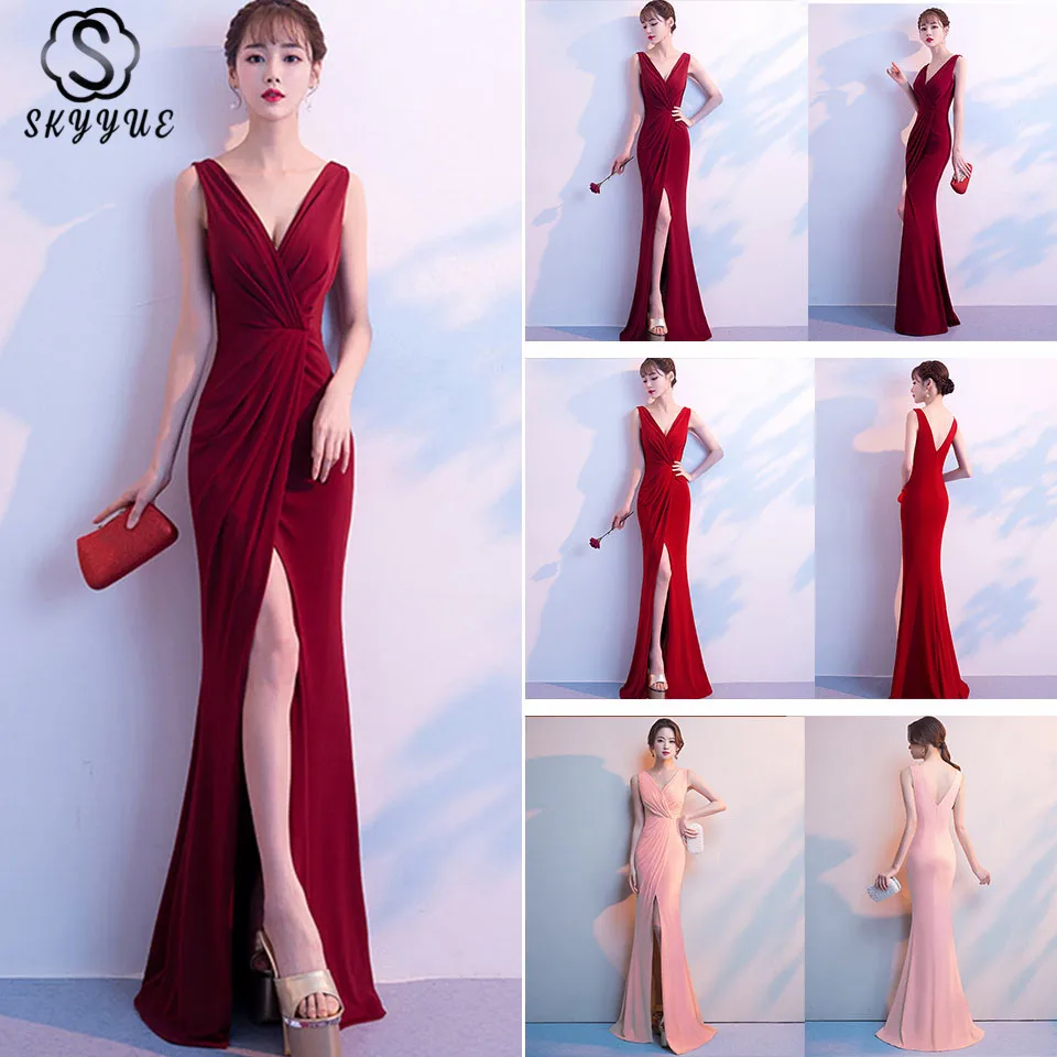 Skyyue Evening Dress Sexy V-neck Women Party Dresses Split Pleat Robe De Soiree 2019 Solid Sleeveless Evening Gowns C118-DS2
Skyyue Evening Dress Sexy V-neck Women Party Dresses Split Pleat Robe De Soiree 2019 Solid Sleeveless Evening Gowns C118-DS2