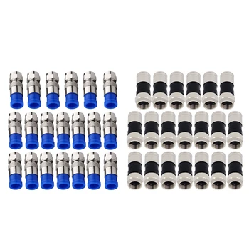 Rg6 F Type Connector Coax Coaxial Compression Fitting 40 Pack Blue & Silver & Black & Silver
Rg6 F Type Connector Coax Coaxial Compression Fitting 40 Pack Blue & Silver & Black & Silver