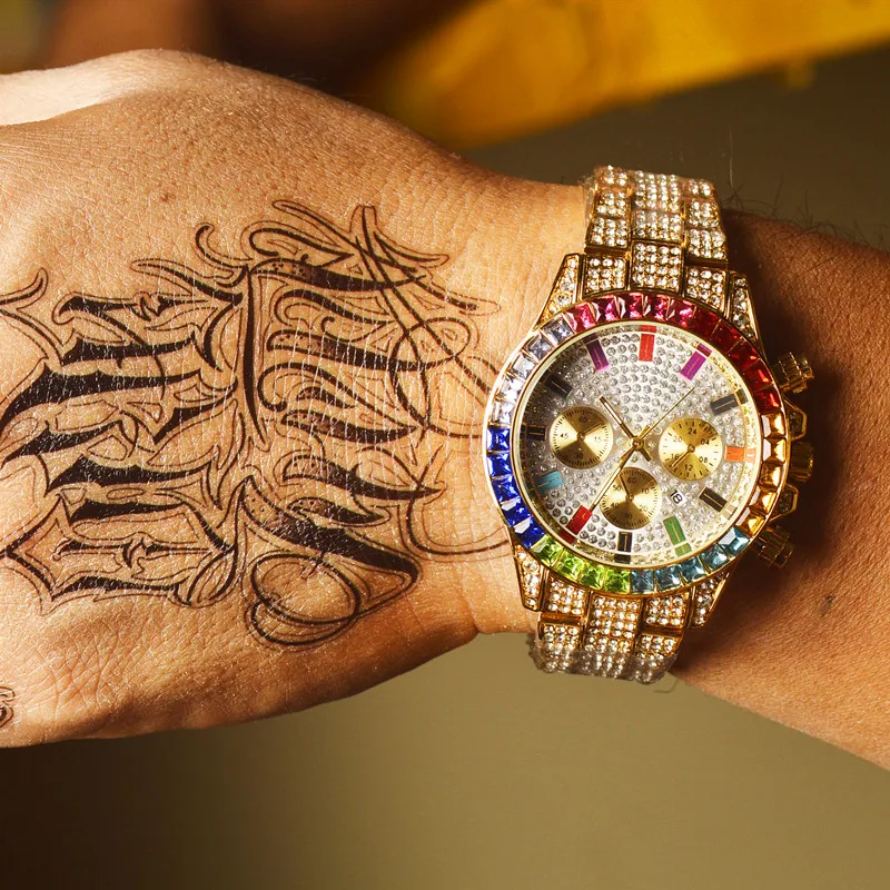 Мужской роскошный бренд часов мужские золотые часы кварцевые хронограф