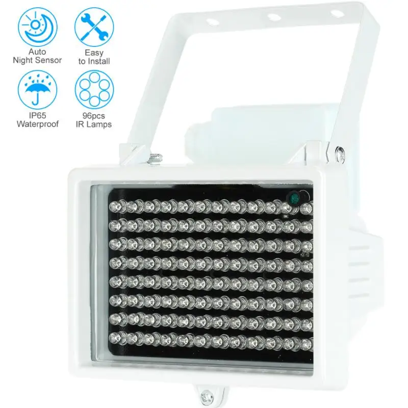 60m 96 LEDs 12V 60m Night Vision IR Infrared Illuminator Light Lamp LED Auxiliary Lighting Waterproof For Security CCTV Camera
60m 96 LEDs 12V 60m Night Vision IR Infrared Illuminator Light Lamp LED Auxiliary Lighting Waterproof For Security CCTV Camera