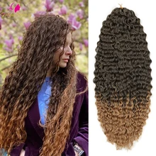 

Water Wave Crochet Braiding Hair Deep Wave Twist 28"Afro Curls Synthetic Braids Wavy Hair Extensions Ombre Blonde For Women