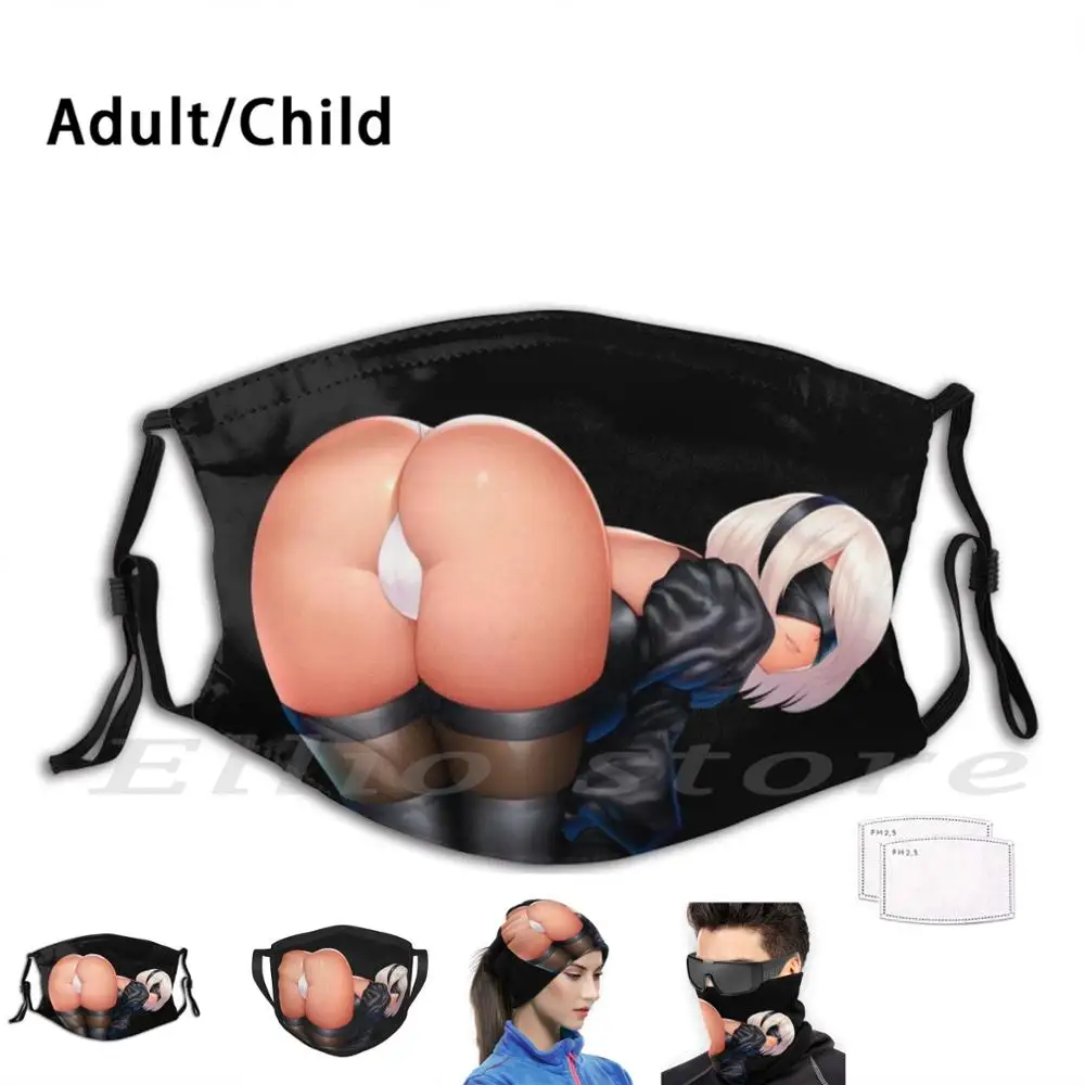 

 2B Ass / Butt Lewd-Nier Automata Hentai  Print Washable Filter Funny Mask 2B Ass 2B Butt 2B Thicc 2B Boobs 2B Tits 2B Kawaii