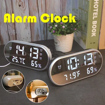 LED Mirror Alarm Clock Digital Table Desk Clock Large Display Temperature Humidity Meter USB Charger Port Home Decoration Clock
LED Mirror Alarm Clock Digital Table Desk Clock Large Display Temperature Humidity Meter USB Charger Port Home Decoration Clock