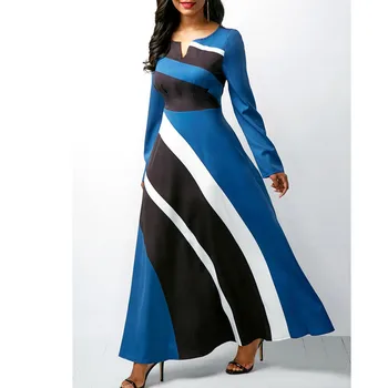 Autumn Women Fashion Polyester V-Neck 3/4 Sleeve Sexy Geometric Stripe Print Long Sleeve Maxi Partys Dress Wholesale Dropshpping
Autumn Women Fashion Polyester V-Neck 3/4 Sleeve Sexy Geometric Stripe Print Long Sleeve Maxi Partys Dress Wholesale Dropshpping