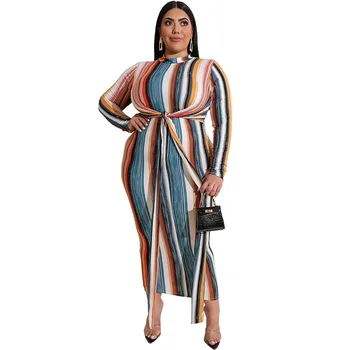 Plus Size Dress Womens OL Dress Round Neck Long Sleeve Office Ladies Blue Striped Dresses with Lace Up Wholesale Dropshipping
Plus Size Dress Womens OL Dress Round Neck Long Sleeve Office Ladies Blue Striped Dresses with Lace Up Wholesale Dropshipping