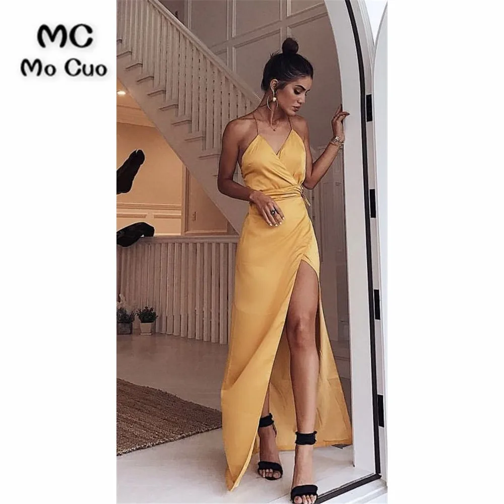 In Stock 2019 Evening Dresses Long Spaghetti Straps Front Slit Pleat Draped Satin Backless Evening Party Dresses
In Stock 2019 Evening Dresses Long Spaghetti Straps Front Slit Pleat Draped Satin Backless Evening Party Dresses