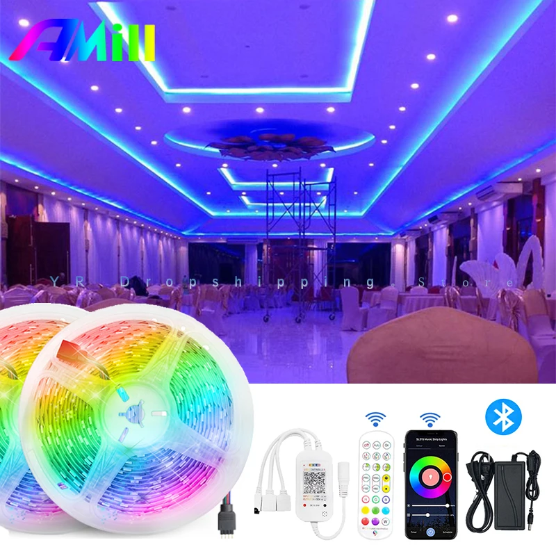 10M DIY RGB 5050 Smart LED Strip Light Bluetooth Control DC12V Flexible Led Light Strips For living room Room Decration For Gift
10M DIY RGB 5050 Smart LED Strip Light Bluetooth Control DC12V Flexible Led Light Strips For living room Room Decration For Gift