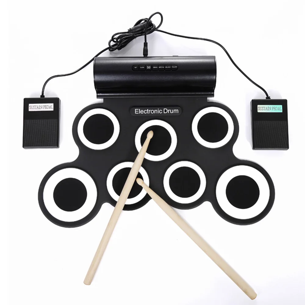 Portable Electronic Drum Digital USB 7 Pads Roll up Drum Pad Kit Silicone Electric Drum Set White
Portable Electronic Drum Digital USB 7 Pads Roll up Drum Pad Kit Silicone Electric Drum Set White