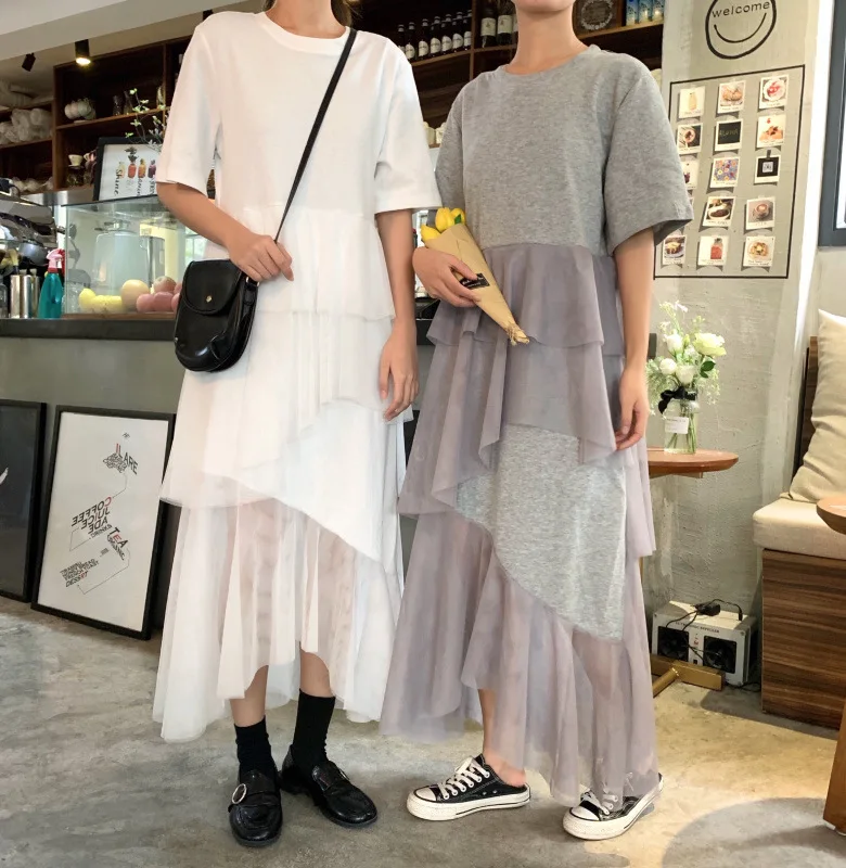 2019 New Style Female Spring Short Sleeve Loose-Fit Fairy Mesh Skirt Splicing Dress Women Dress over-the-Knee Cake Dress Fairy
2019 New Style Female Spring Short Sleeve Loose-Fit Fairy Mesh Skirt Splicing Dress Women Dress over-the-Knee Cake Dress Fairy
