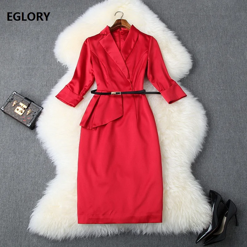 High Quality Office Dress 2019 Autumn Style Women Notched Collar 3/4 Sleeve Bodycon Sheath Black Red Pencil Dress Work Wear
High Quality Office Dress 2019 Autumn Style Women Notched Collar 3/4 Sleeve Bodycon Sheath Black Red Pencil Dress Work Wear