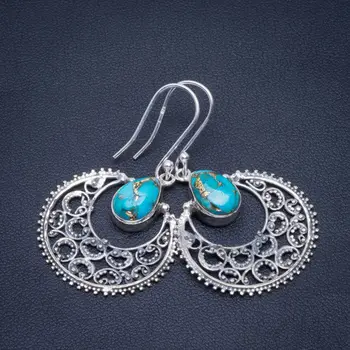 Natural Turquoise Handmade Unique Moon 925 Sterling Silver Earrings 1.75" B2834
Natural Turquoise Handmade Unique Moon 925 Sterling Silver Earrings 1.75" B2834
