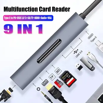 Multifunction Card Reader Type-c Converter 9 in 1 VGA Audio Port HDMI TF Card SD Card USB3.0
Multifunction Card Reader Type-c Converter 9 in 1 VGA Audio Port HDMI TF Card SD Card USB3.0