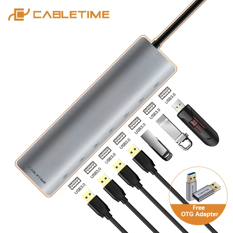 Cabletime Type C HUB USB 3.0 Type-C to 7 Ports USB Splitter High Speed USB C Hub for Macbook Computer Laptop
Cabletime Type C HUB USB 3.0 Type-C to 7 Ports USB Splitter High Speed USB C Hub for Macbook Computer Laptop