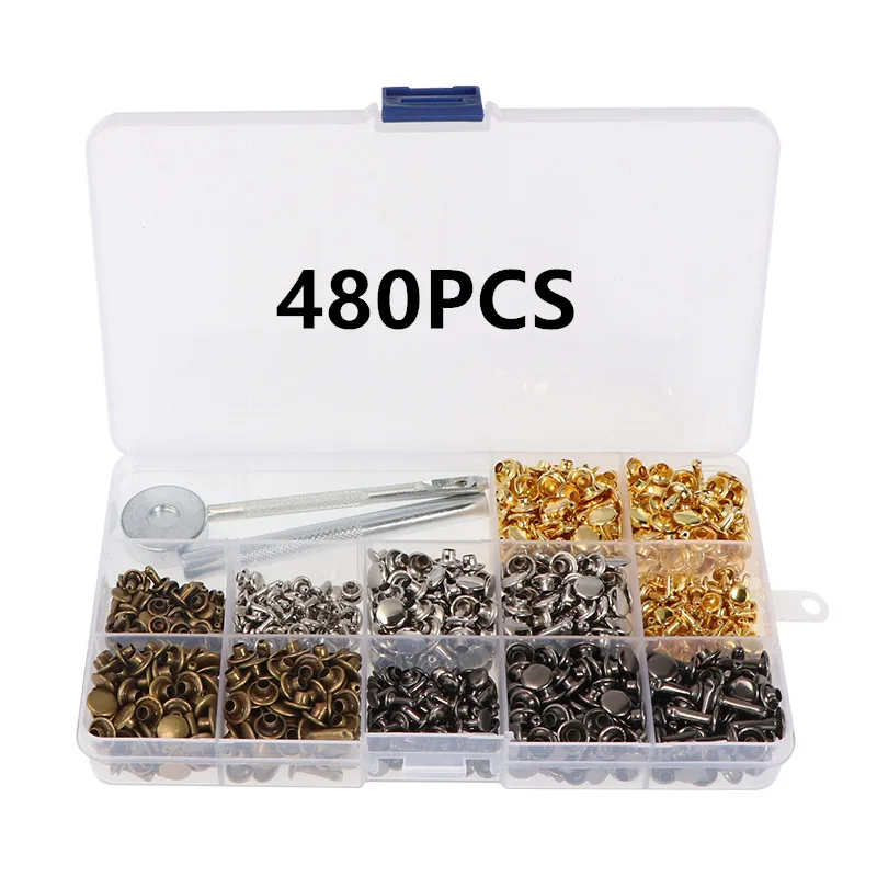 480PCS Mental Multi-size Leather Double Cap Rivets Tubular Metal Studs Fixing Tool Kits DIY Handcraft Craft Screw For Clothes
480PCS Mental Multi-size Leather Double Cap Rivets Tubular Metal Studs Fixing Tool Kits DIY Handcraft Craft Screw For Clothes