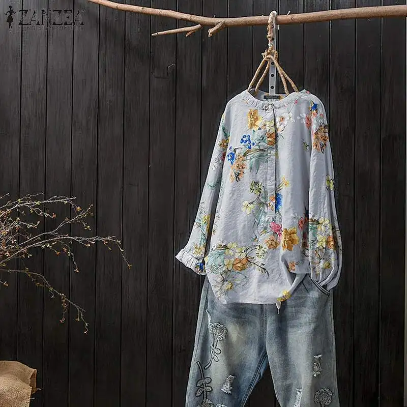 S 5XL ZANZEA 2019 Women Long Sleeve Shirt Autumn Casual Loose Blouse Vintage Floral Print Party Tunic Tops Femme Blusas Chemise 
S 5XL ZANZEA 2019 Women Long Sleeve Shirt Autumn Casual Loose Blouse Vintage Floral Print Party Tunic Tops Femme Blusas Chemise